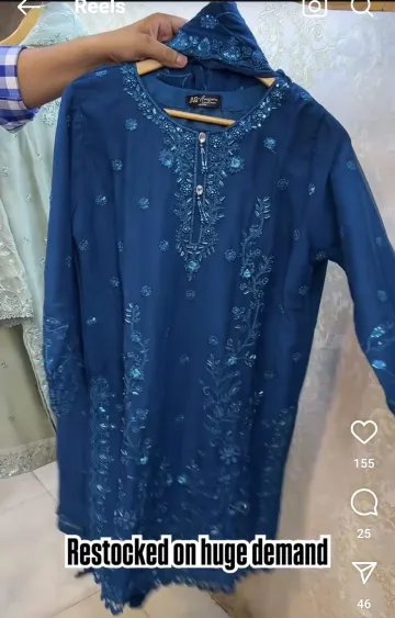 Pakistani Original Rangoon Luxury Chiffon stitched 3 Pcs _ Sea Green 